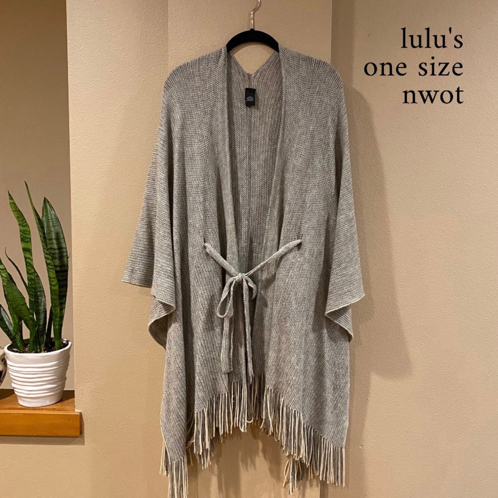 shawl fringe cardigan